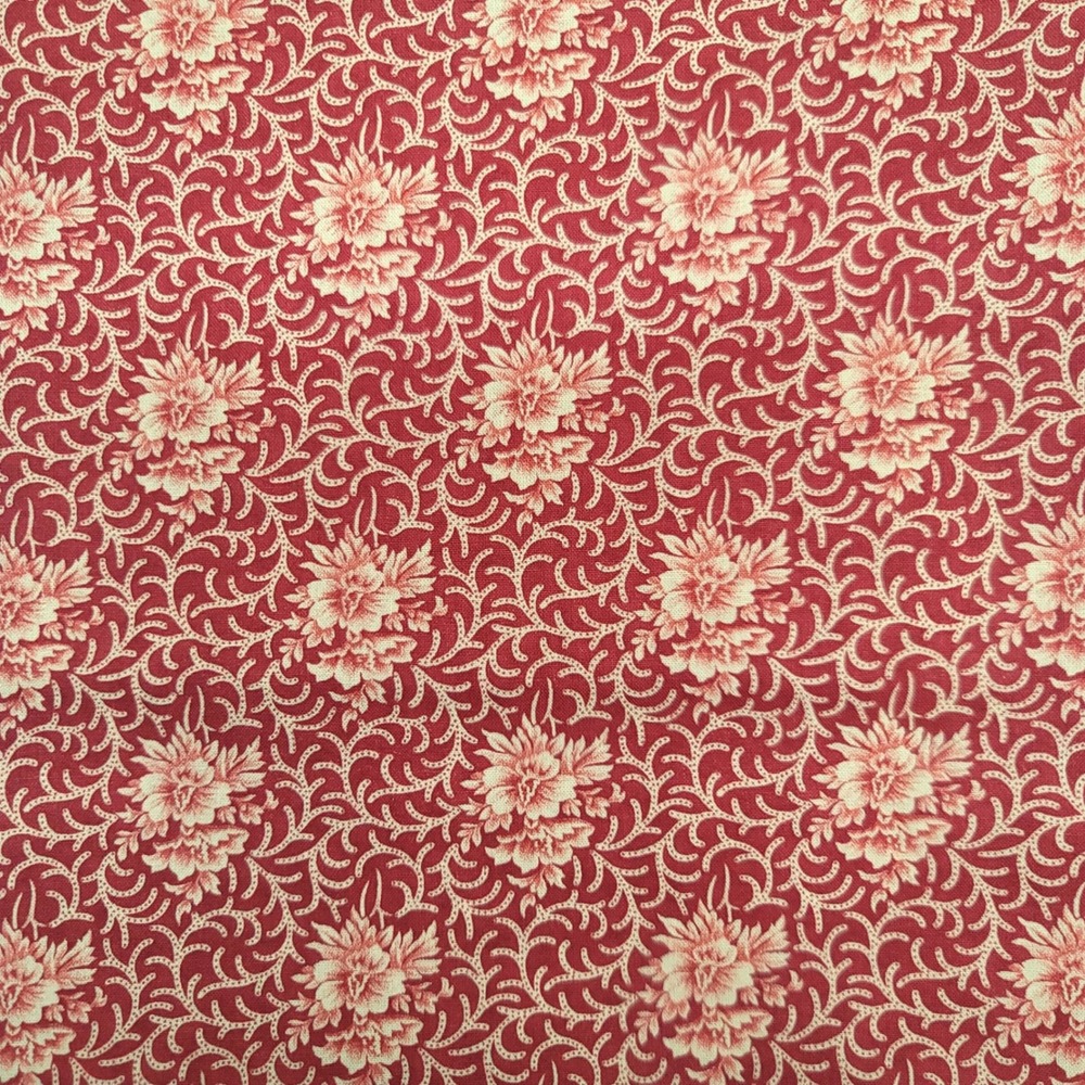 1-1/8yd Moda Poinsettia Plaza by 3 Sisters‎ Red Cream Floral Cotton Fabric 44295